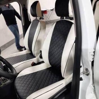 Авточехлы Автопилот белый черный Ромб